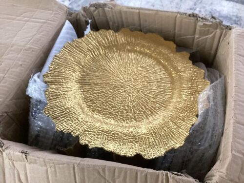 Gold Plastic Reef Charger Plates, 75ct