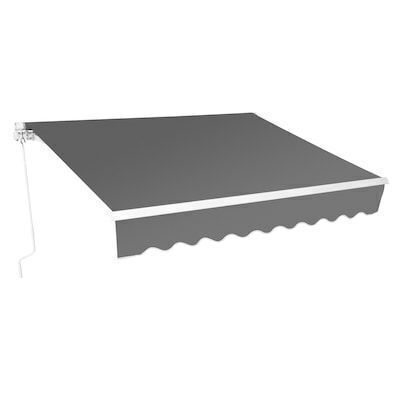 VINGLI 118W x 59H Retractable Awning with Manual Crank Handle and Aluminum Frame for Patio UV Resistant Gray