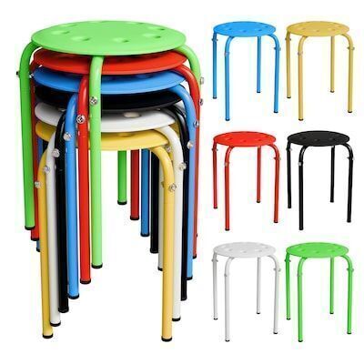 VINGLI 17.7in Plastic Stackable Stools, 6 Pack
