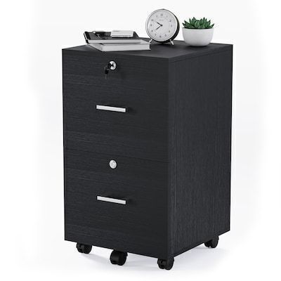 VINGLI 15.7D x 27.2H 2-Drawer Rolling Filing Cabinet with Lock