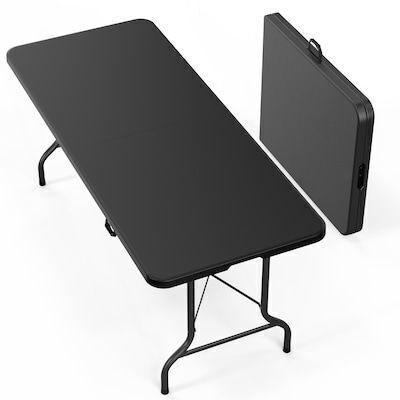 VINGLI 6 FT Plastic Folded in Half Table with Sturdy Metal Frame