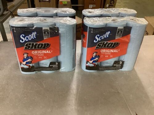 Lot of (4) Scott Blue Cleaning Shop Towel Cleaning Wipes (3-Pack)