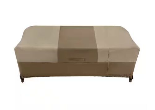 Hampton Bay 38 in. L x 77.3 in. W x 31 in. H Beige Patio Furniture Loveseat and Sofa (2-In-1) Cover