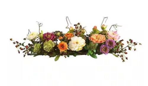 Nearly Natural 3 ft. Artificial Peony Centerpiece Silk Flower Arrangement