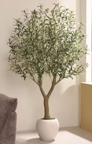 DR.Planzen 6 ft. Artificial Olive Tree with White Planter