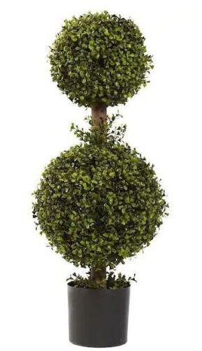 Nearly Natural 35 in. Artificial Double Boxwood Topiary