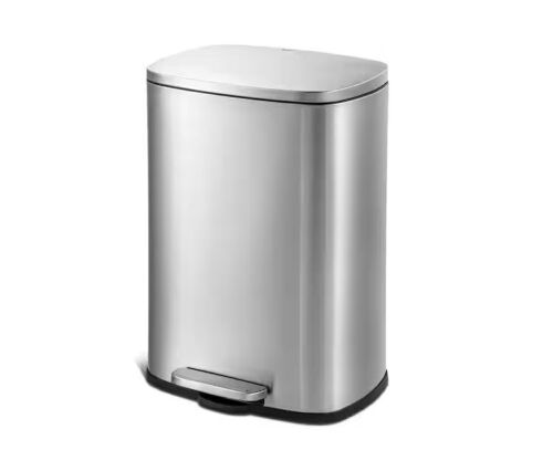 Qualiazero 13 Gal. Stainless Steel Kitchen Trashcan, Step-on, Rectangle