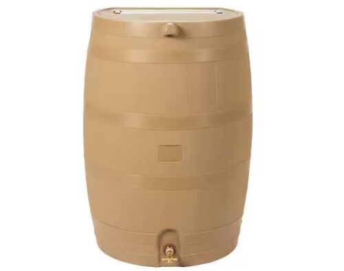 RTS Home Accents 50 Gal. Rain Barrel Oak Color with Brass Spigot