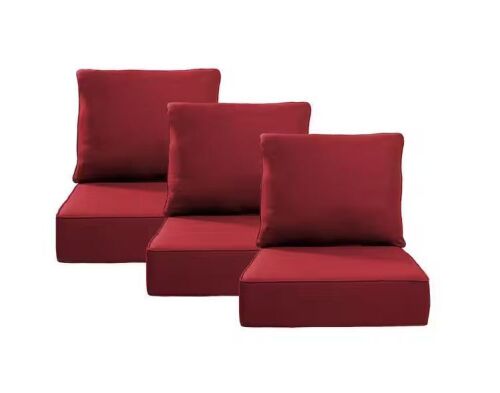 Pocassy 24 in. x 24 in. x 6 in. 6-Piece CushionGuard Outdoor Thicken Sofa Deep Seat Replacement Cushion Set in Red