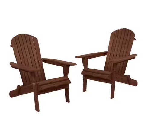 Carbonized Folding Wood Adirondack Chair (2-Pack)