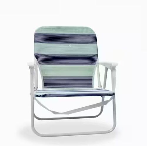 CARIBBEAN JOE Folding Beach Chair, Horizon Stripe, Steel Frame