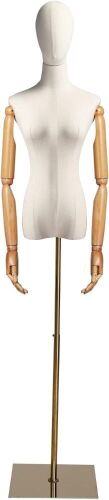 Bonnlo Female Dress Form with Head and Posable Wood Arms