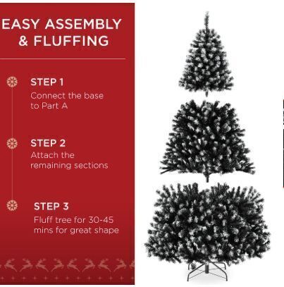 7.5' Unlit Frosted Artificial Black Spruce Christmas Tree