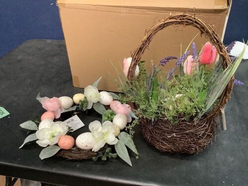 Case of Easter Egg Wreaths and Decor