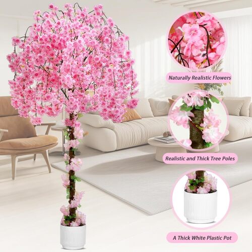 HZXGCP Artificial Pink Cherry Blossom Tree