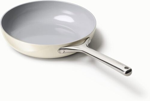 Caraway Nonstick Ceramic Frying Pan (2.7 qt, 10.5") - Non Toxic, PTFE & PFOA Free - Oven Safe & Compatible with All Stovetops (Gas, Electric & Induction) - Cream