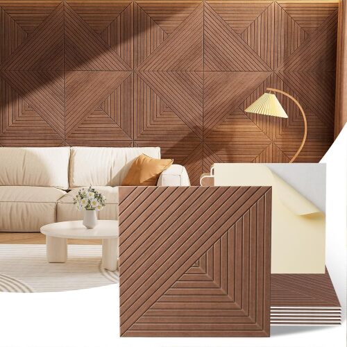 Acoustic Wall Panels, 6 Piece 23.62" X 23.62" Peel and Stick Wall Panels High-Density Polyester Fiber Self Adhesive Soundproofing for Interior Wall Décor