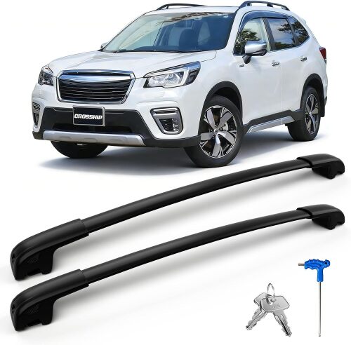 Lockable Roof Rack Cross Bars Compatible with Subaru Forester 2014-2026 with Raised Side Rails (Not for Wilderness), 300lbs Heavy Duty Aluminum Crossbars, Anti-Theft Roof Bars for Rooftop
