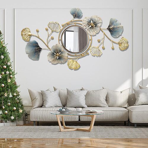 Metal Wall Mirrors Decor, Large Ginkgo Leaf Wall Art