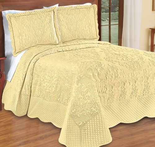 Collections Etc Lovely Victoria Damask Textured Design Oversized Bedspread