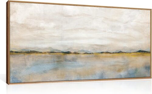 HLNIUC Large Abstract Horizontal Wall Art,Neutral Distant Mountain Wall Decor