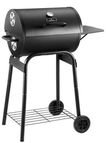 DNKMOR Charcoal Grills Outdoor BBQ Grill, Barrel Charcoal Grill with Side Table, with Nearly 500 Sq.In. Cooking Grid Area, Black