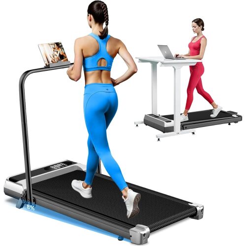 Walking Pad Treadmill with 8% Incline for Home Office,3.0HP Low Noise Portable Folding Under Desk Treadmill with Remote Control,Jogging Running Machine,350 Lbs Capacity,Handle Bar
