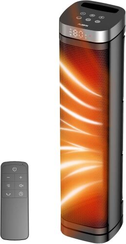 X-Large 1500W Electric Space Heaters for Indoor Use, 24 inches Thermostat, 70° Oscillation, ECO Modes, Remote, 12H Timer, Fast Heating, Quiet PTC Heater for Office, Bedroom