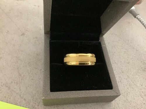 Loyal Moon High-end Tungsten Gold Ring with Brushed Gold Finish and Personalized Engraving