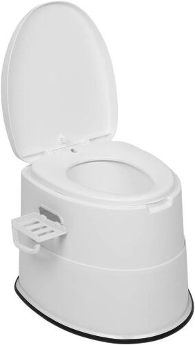 VINGLI Portable Toilet | Indoor Outdoor Commode w/Detachable Inner Bucket & Removable Paper Holder, Lightweight & Compact for Camping, Boat, Van, Emergency Use (White)