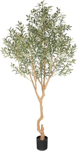 Nafresh Tall Faux Olive Tree，8ft（96in） Realistic Potted Silk Artificial Olive Tree， Fake Olive Trees Indoor with Green Leaves and Big Fruits for Home Office Living Room Stairs Patio Decor