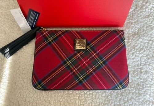 Dooney & Bourke Red Tartan Plaid Zip Pouch