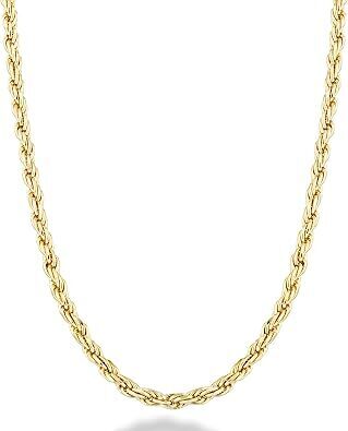 Miabella 18K Gold Plated 925 Sterling Silver Rope Chain