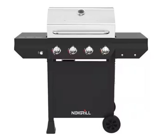 Nexgrill 4-Burner Propane Gas Grill in Black with Stainless Steel Main Lid