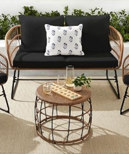 Outdoor Rope Wicker Patio Loveseat & Table - missing bolts for legs