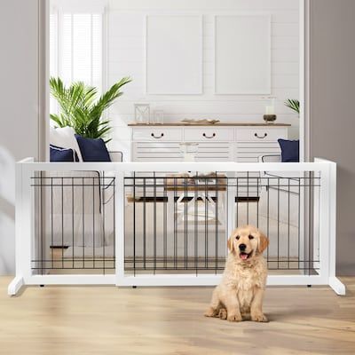 VINGLI 68W x 11D x 21H Adjustable Free Standing Dog Gate