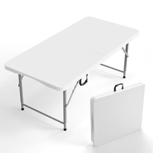 VINGLI 4 FT 3-Level Adjustable Plastic Folding Table White