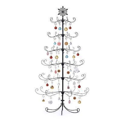 VINGLI 6ft Metal Christmas Ornament Tree Stand with Snowflake Topper