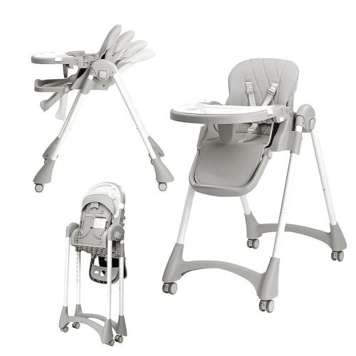 JOYMOR 4 in 1 Foldable Baby High Chair, Height Adjustble, Gray