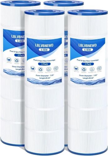 Pool Filter Cartridges Compatible with Hayward SwimClear C4030, C4025, C4020, Hayward CX880XRE, Pleatco PA106, Unicel C-7488, Filbur FC-1226, FC-6430, 4 X 106 Sq. Ft, 4 Pack
