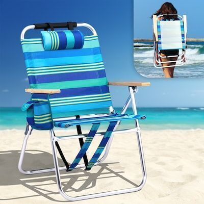 Lot of (2) VINGLI 17-in Backpack Beach Chair with Adjustable Straps