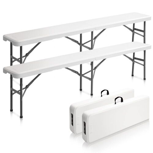 6 Feet Plastic Folding Bench White, 2 Pack