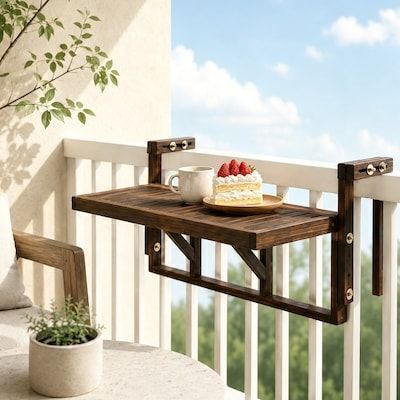 VINGLI 48-in Acacia Wood Folding Balcony Hanging Table