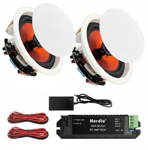 Herdio 5.25" 2-Way Full Range Stereo Sound High-Performance In-Wall/in-Ceiling Speakers, 2 Pack