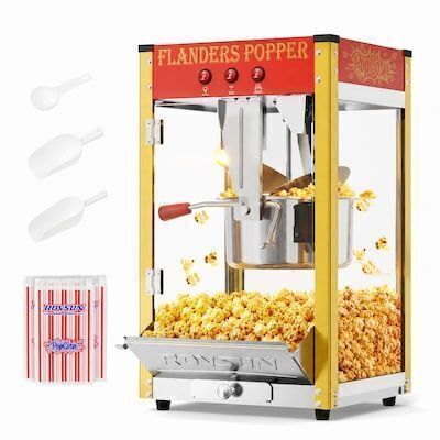 ROVSUN Commercial Popcorn Machine with 10 Ounce Kettle Makes Up to 4 Gallons with Stainless Steel Scoop Oil Spoon and 3 Popcorn Cups ETL Certified Red