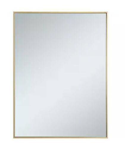 Timeless Home 30 in. W x 40 in. H x Contemporary Metal Framed Rectangle Brass Mirror