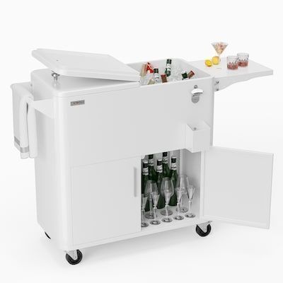 VINGLI 80QT Rolling Ice Chest with with Storage Cabinet