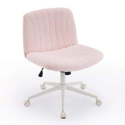 Pink Teddy Velvet Adjustable Height Swivel Office Chair