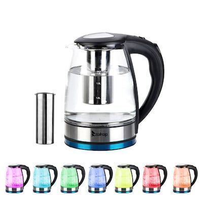 1200-Watt 0.48 Gal Electric Glass Kettle with 7 Color Lights
