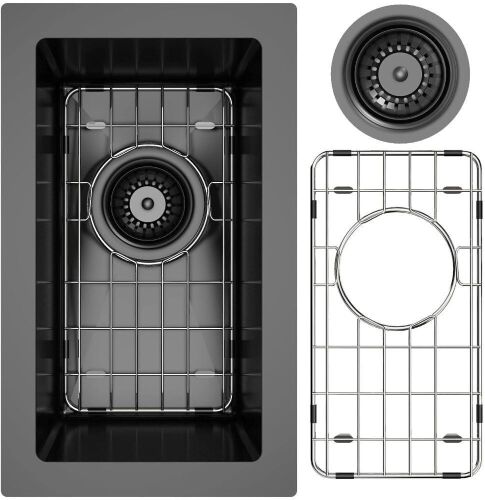 Swift Horse 9x15 Black Undermount Small Bar Sink, 16Gauge